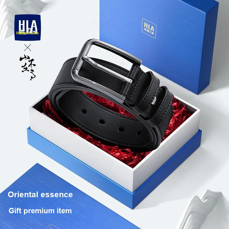 HLA Split Cow Leather Belts Men's 3.75cm-2