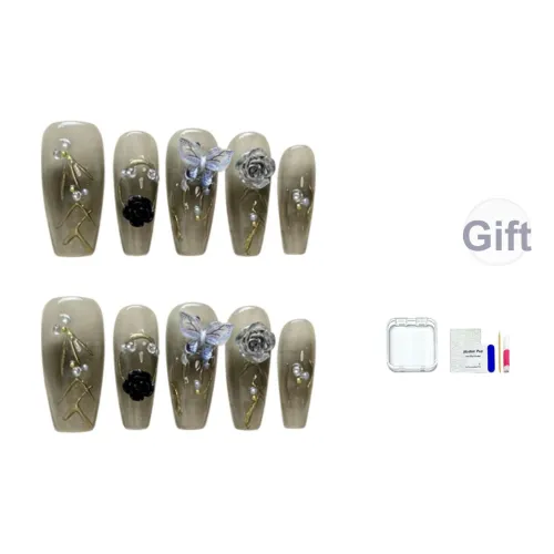 JINGCHANXUE Готический Городской CHIC Стиль Бабочка Девичий False Nail Средний LADDER Черный Smudge Стиль Instagram