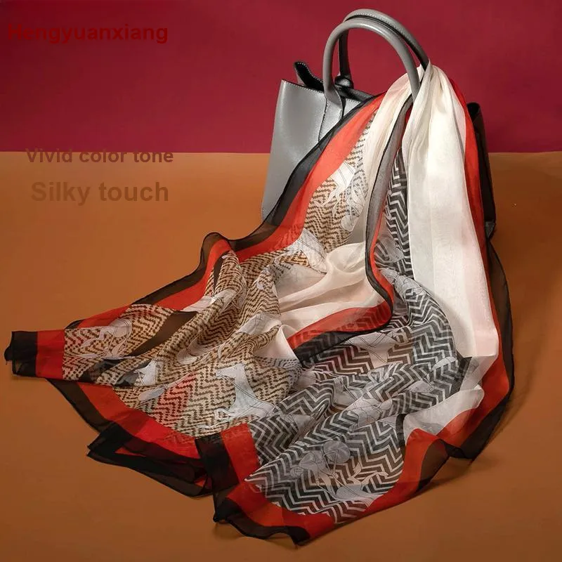 H YXIANG Silk Scarves Women's-30