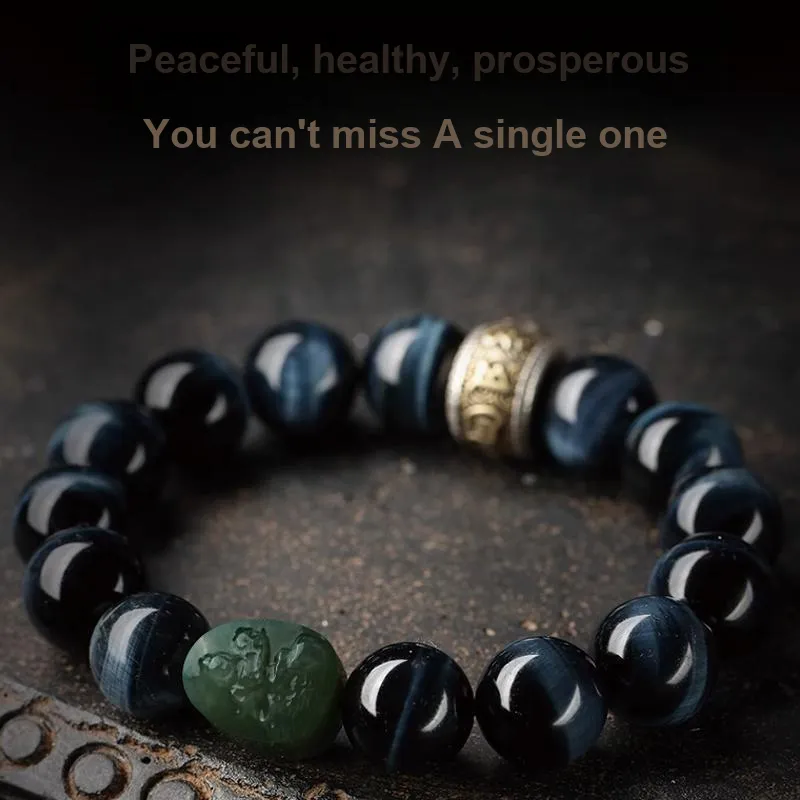 Moonstone Edge Natural Tiger's Eye Stone Bracelets Unisex-4