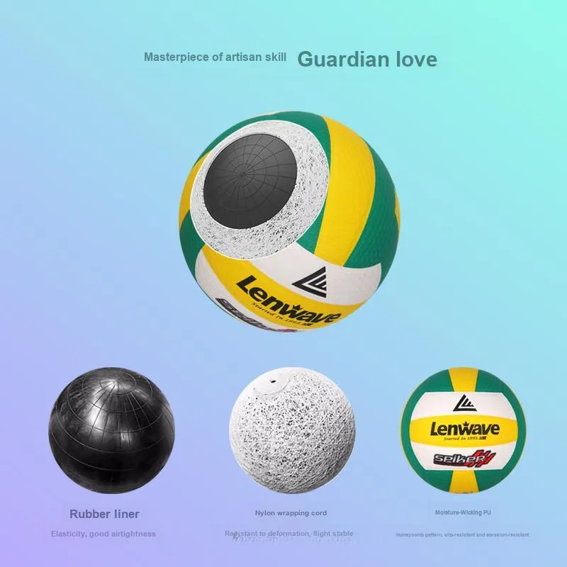 LENWAVE PU Size 5 Volleyball Unisex Yellow Green-2
