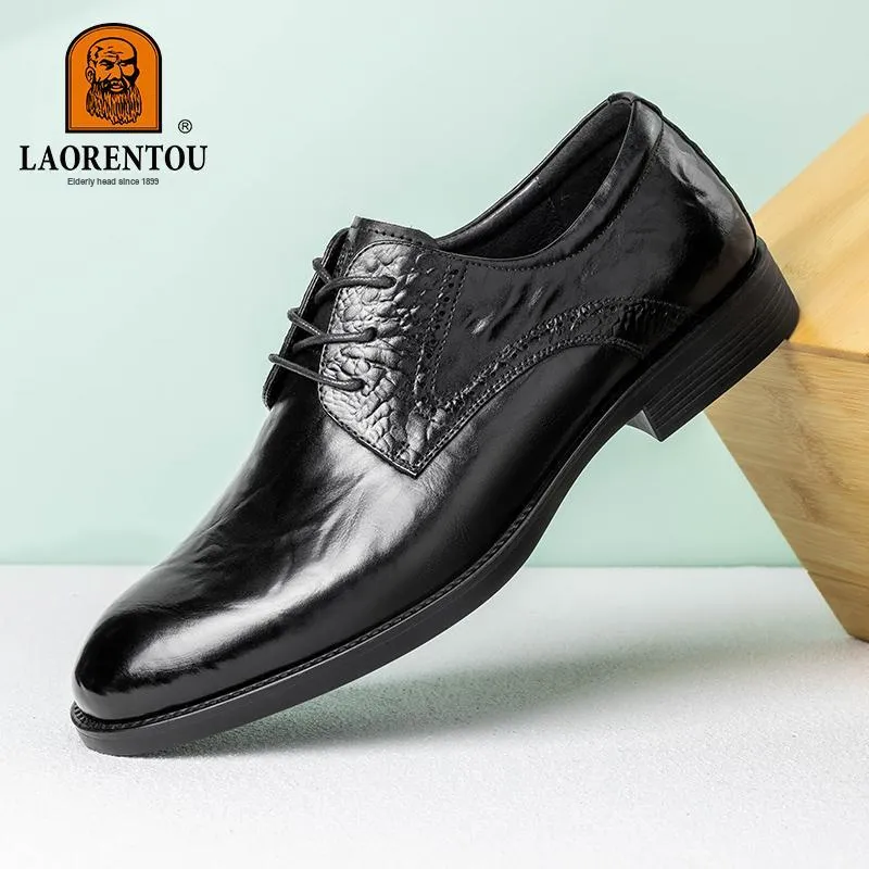 LAORENTOU Dress Shoes Men Low Top Black/Brown-5