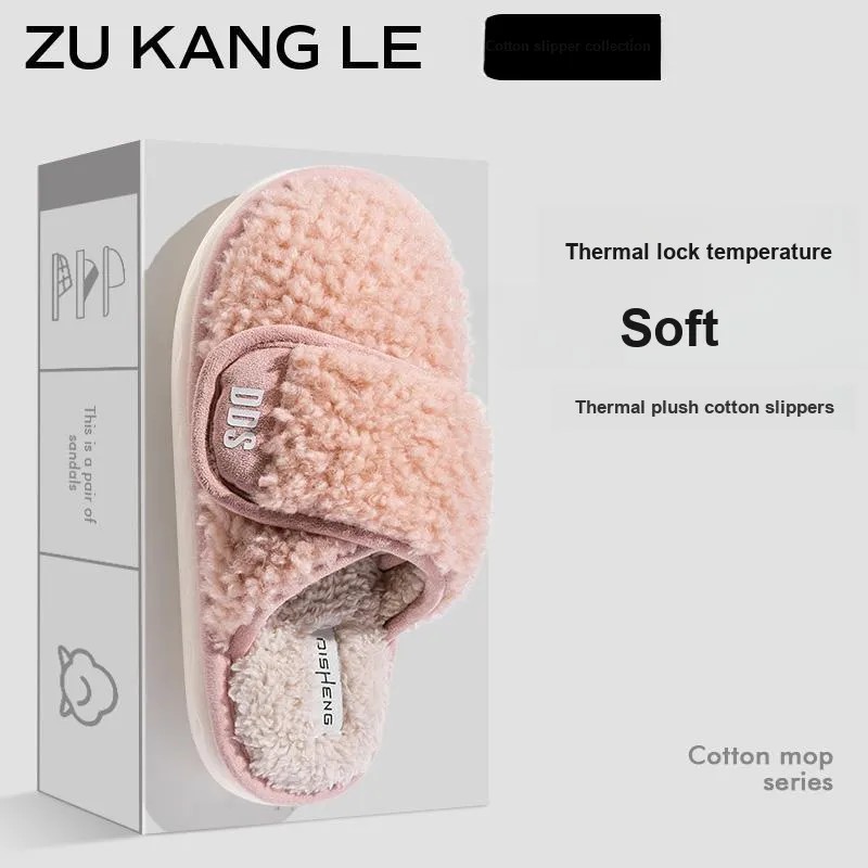 Foot Recreation Winter Home Warm Non Swollen Feet Hook and Loop Cotton Slippers Unisex-7