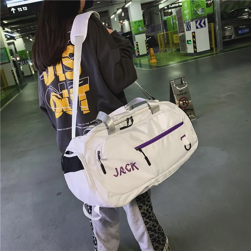 PULUWIRR Oxford Gym Bag Medium Size Unisex White, Black-34
