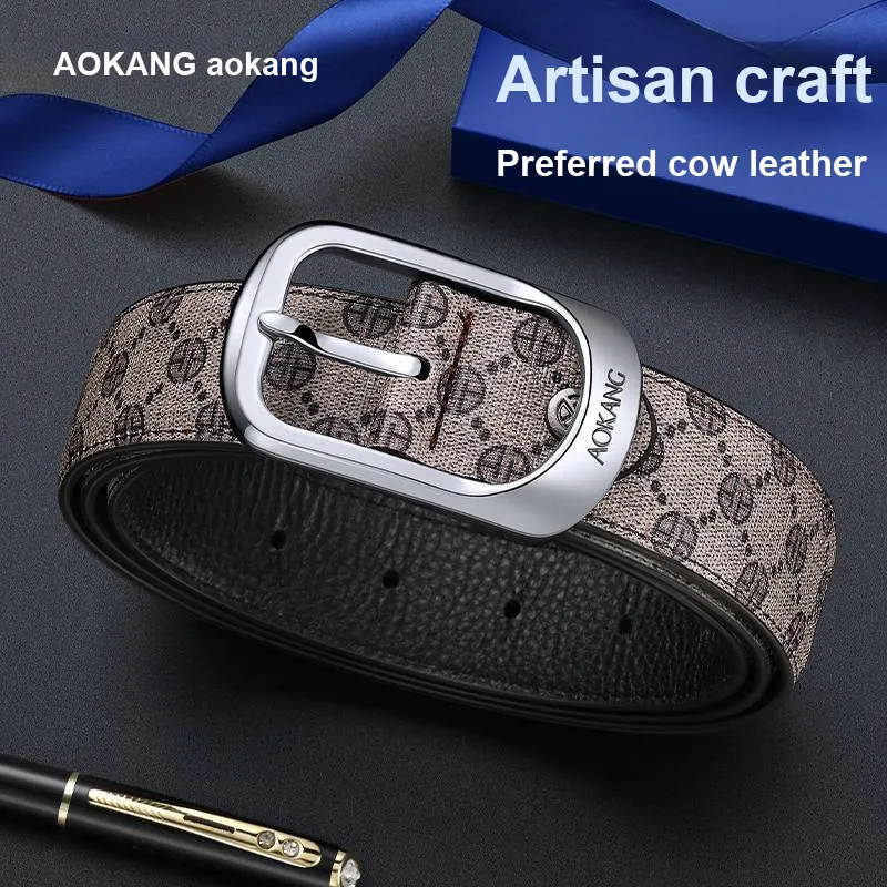 AOKANG Split Cow Leather Belts Men's 3.4CM-8