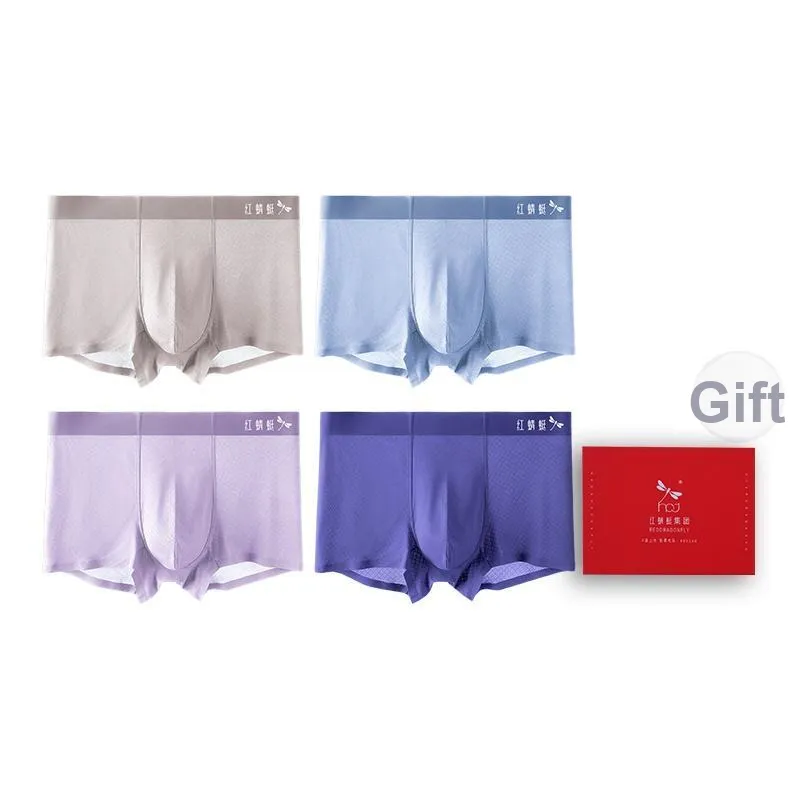 RED DRAGONFLY Ice Silk Трусы Бесшовные Дружественные к коже Удобные Мужские Подарочная Коробка Комбинация