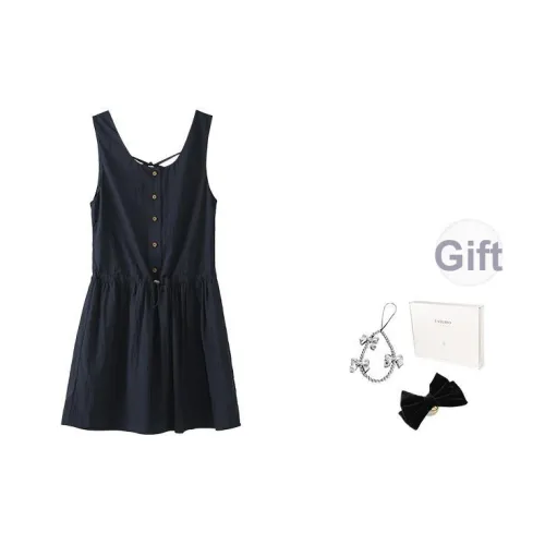 Fstudio Без рукавов Платье Женское Темно-синий
