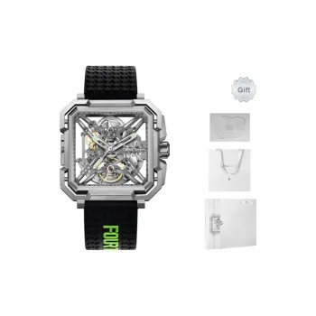 CIGA Design X Collection Matrix Automatic Mechanical Movement Silicone Strap Watch Men's Watches Cut Out Dial