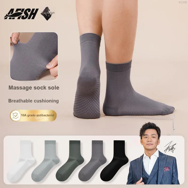 AFISH Mid Calf Socks Men's 5 Pack Shopping Bag-0