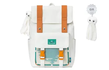 MR.ACE HOMME Polyester Backpack Regular Unisex Sweetheart White/Obsidian Black/Misty Purple