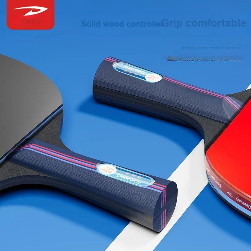 DEERWAY Ping Pong Paddles Unisex 5 Layer Poplar, Blade With Carbon Material Red Blue-1