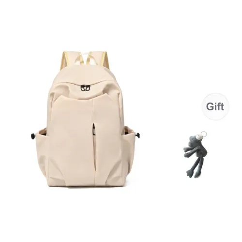 PULEWEI Nylon Fabric Backpack Unisex Ecru/Gray/Black/Red