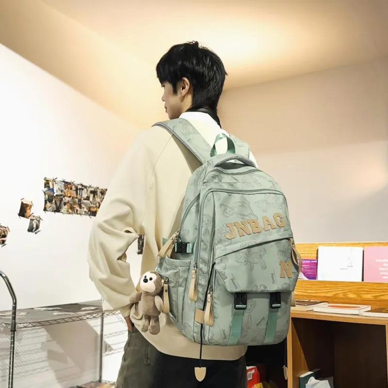 URBAN FOREST Nylon Backpack Regular Unisex White/Black/Burgundy/Green-18
