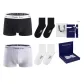 Long Staple Cotton[Black+White]+[100% cotton Crew Socks × 2 Pack]Gift Box Set