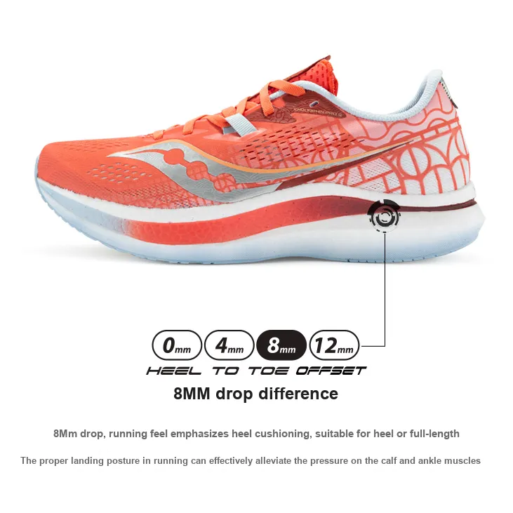 Saucony Endorphin Pro 2 Cushioned Wear Resistant Water Resistant Low Top Running Shoes Unisex Coral Red Orchid-10