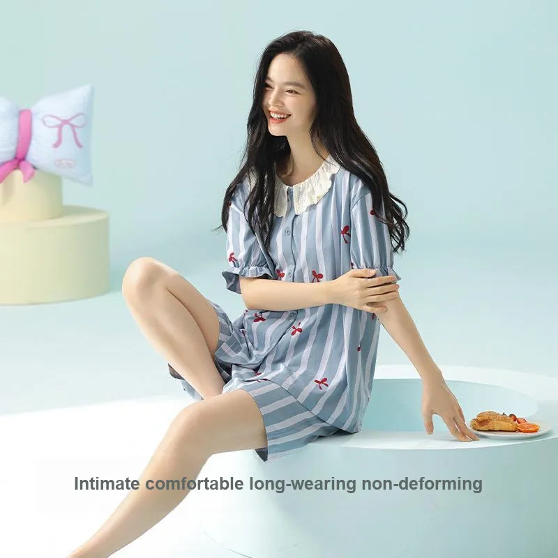 XIAFENYAN Pajama Set Women's Blue-5