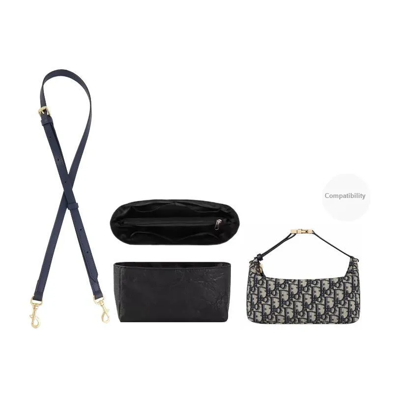 Cow Leather Bag Strap Accessory Bag Women's Dark Blue-5