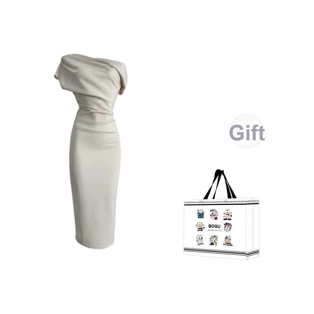 BDGU Без рукавов Платье Женское Серый Абрикос