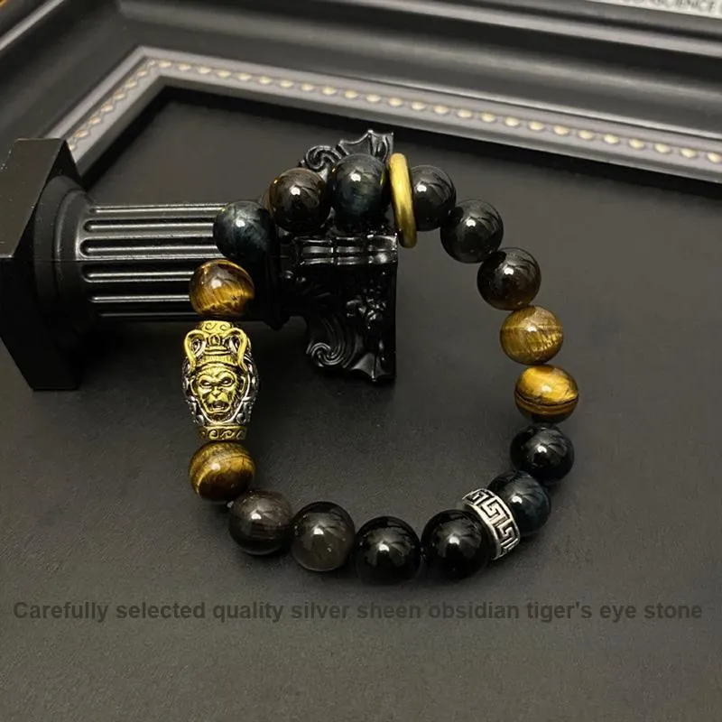 FOREVER MELODY Tiger's Eye Stone Bracelets Men's-1