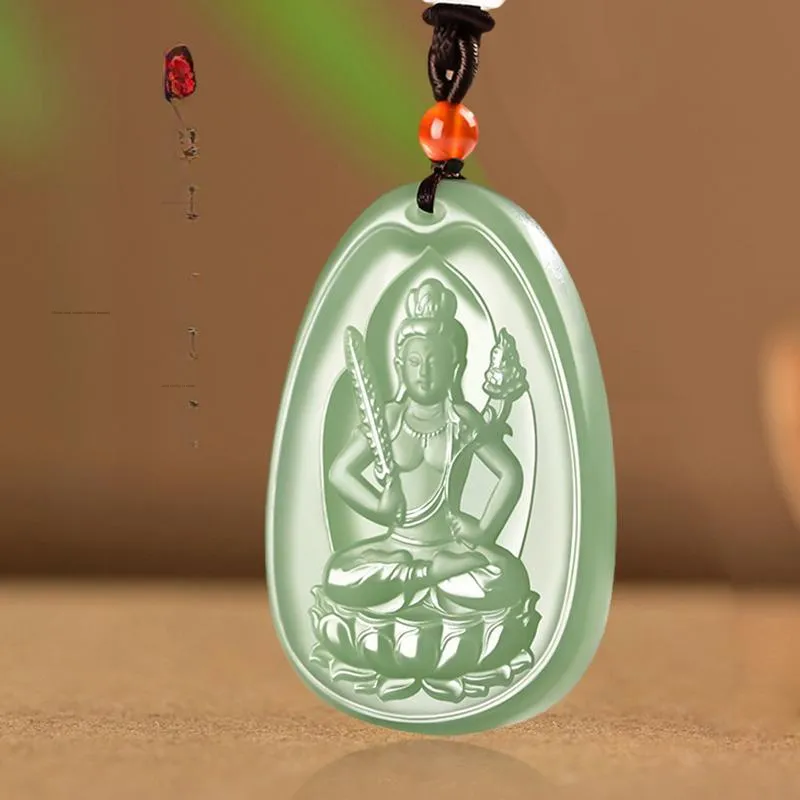 KUNYUYAO Chinese Zodiac Guardian Deity Guardian Buddha Guanyin Pendant Jade Pendant Pale Greenish White Jade Unisex-8