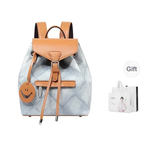 TUCANO PU Leather University Student Everyday Backpack Regular Women's Denim Blue