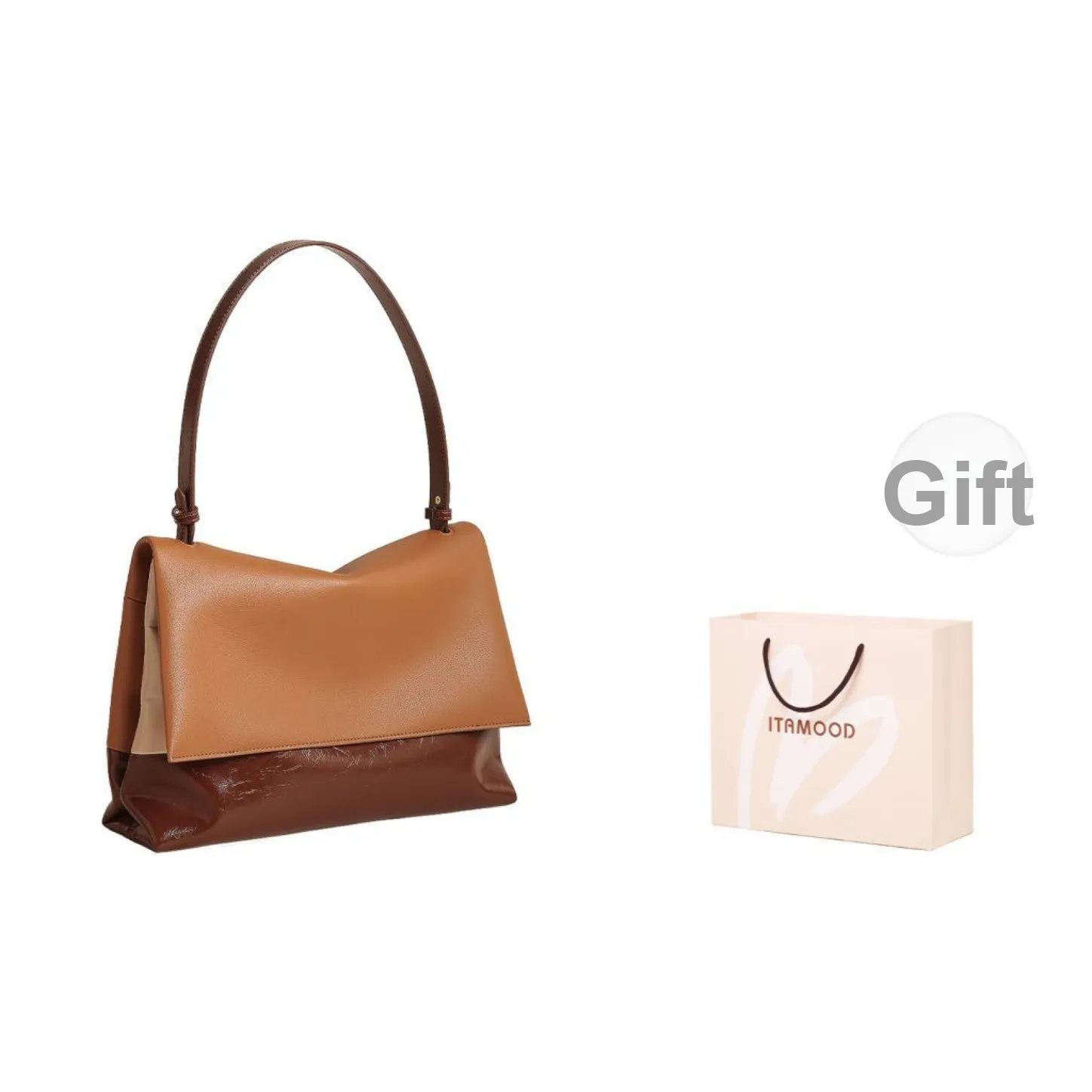 Miao Di Soft Cow Leather Thousand-Layer Snow Tote Bag Messenger Bag Shoulder Bag Regular Women's Latte/Cinnamon