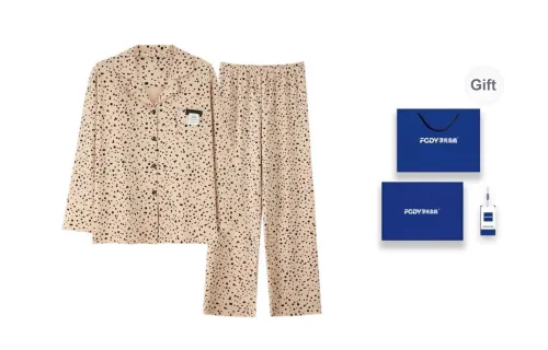 Floating Light Islands Pajama Set Women's Gift Box Set Apricot