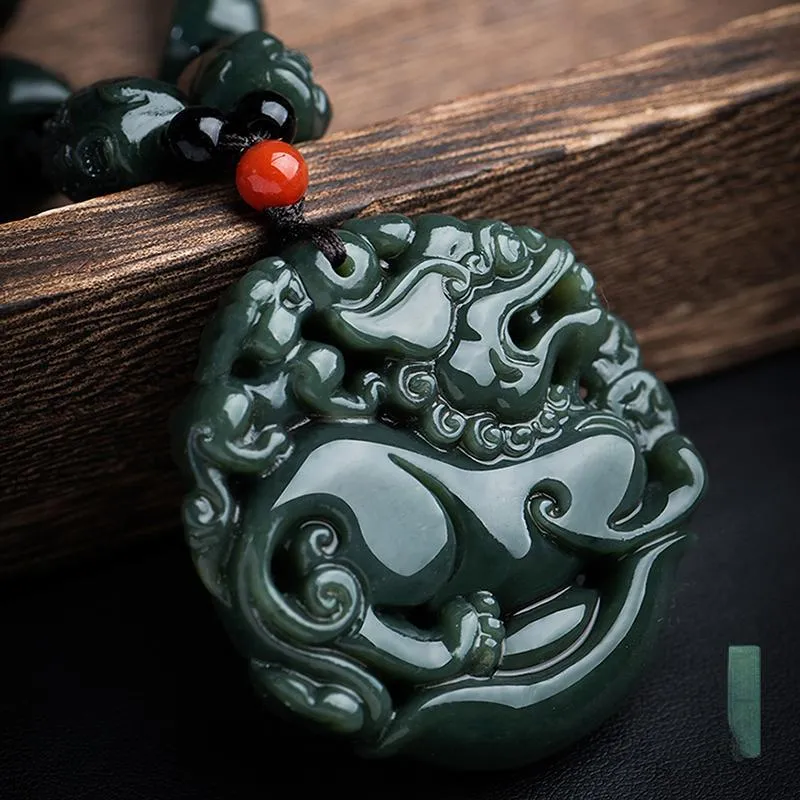 Renyu Jewelry Hetian Jade Necklaces Green Jade Unisex-5