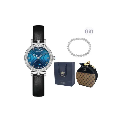 DIFULI Сверкающая галактика Rhinestone Embellished Нишевые Женские часы с кварцевым механизмом ремешок из коровьей кожи