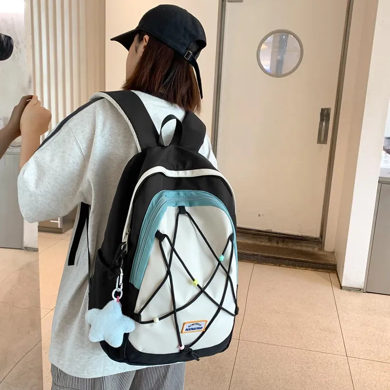 Travel Oxford Backpack Women's Black/White/Blue/Purple-1