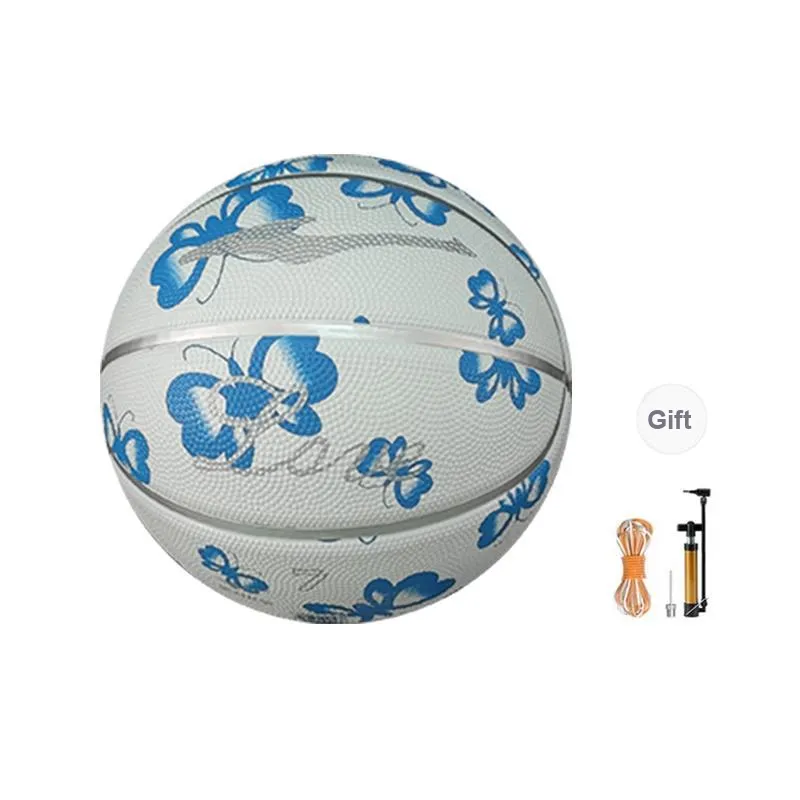 Erke Rubber Basketball Blue White Size 7 Ball Training-0