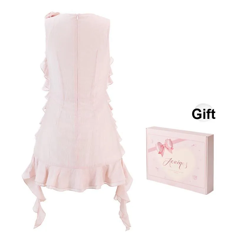 ACAINES Sleeveless Dress Women's Cream Light Pink-8