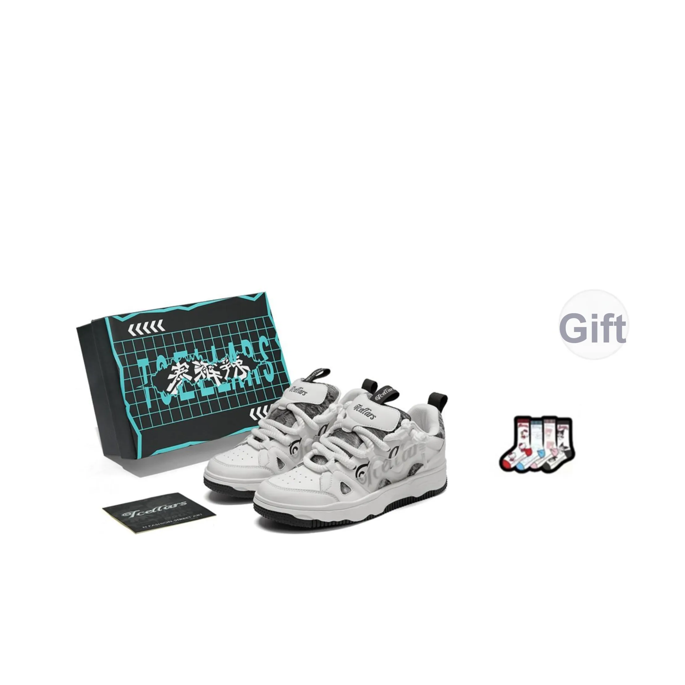 TCELLARS Skateboard Shoes Unisex Mid-Top White Black