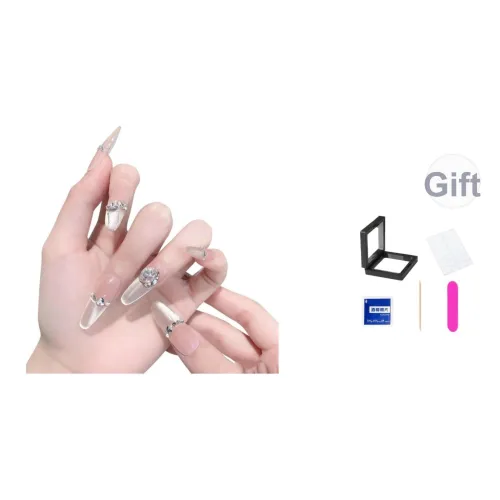 XNTX Премиум Кошачий глаз Сверкающий страз False Nail Овал Мягкий Color Series Телесный Стиль Instagram