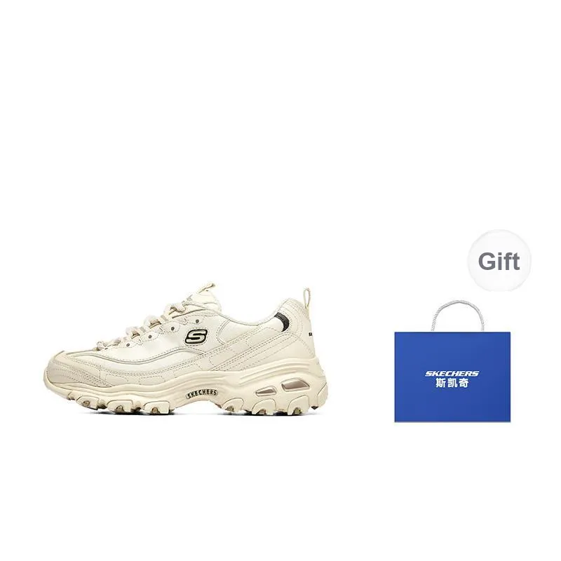 Skechers D'Lites 1.0 Low Cut Clunky Shoes Grey/White Women's-4