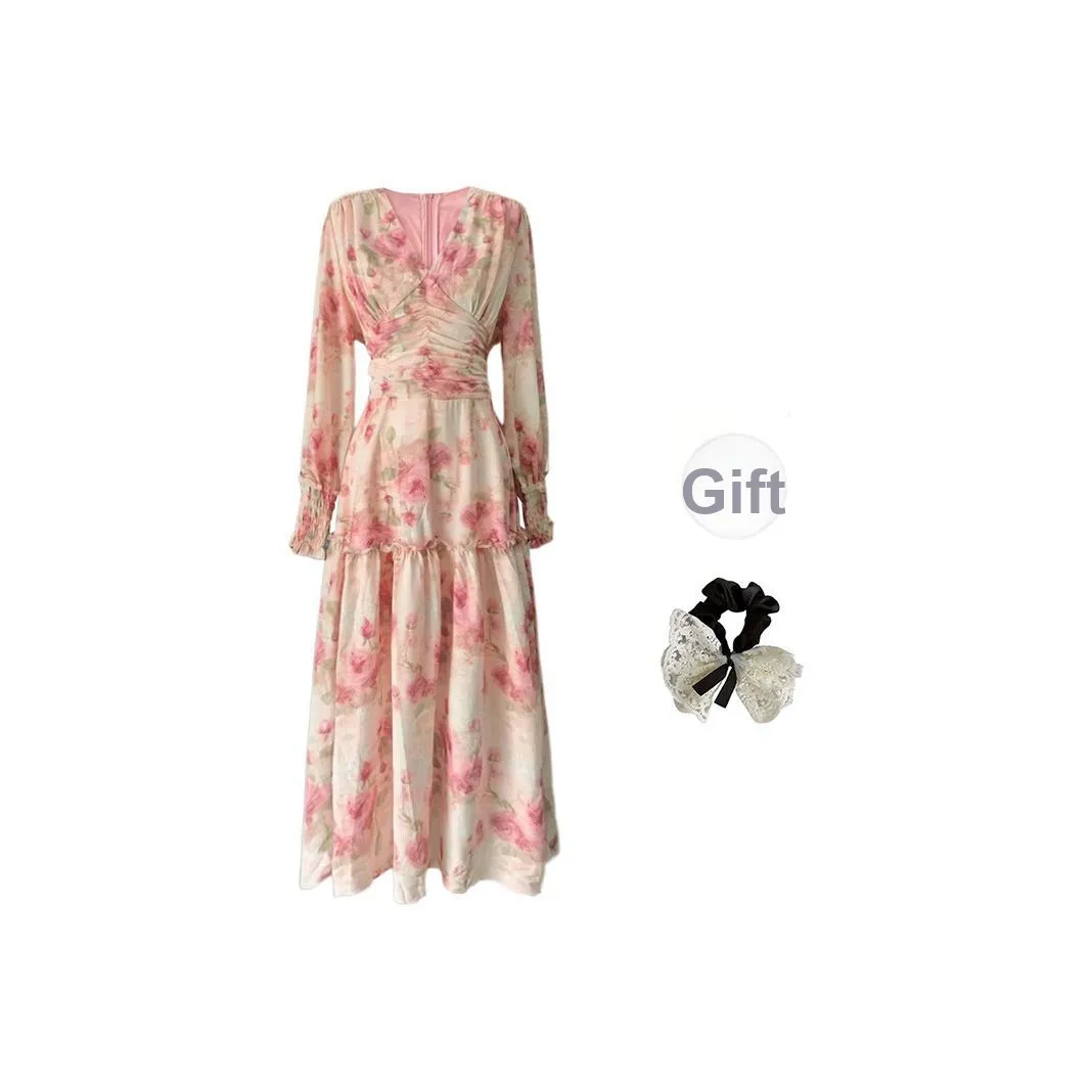 PAVEA Long Sleeved Dresses Women's Multicolor+Hair Tie Comes With