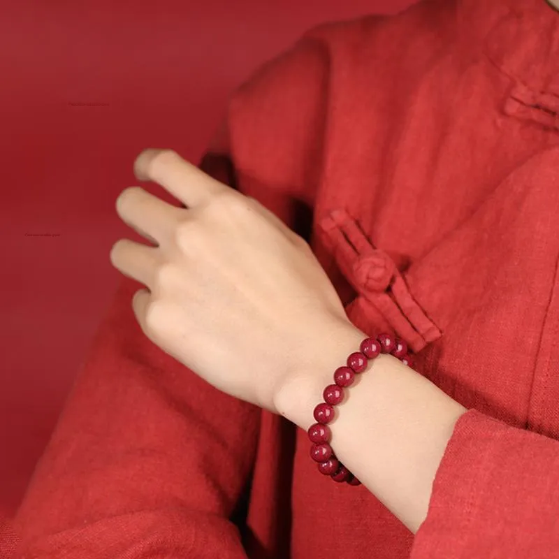Xiang Yin Cinnabar Water Reversal Relief Peaceful Health Buddhist Bead Bracelet Unisex-1