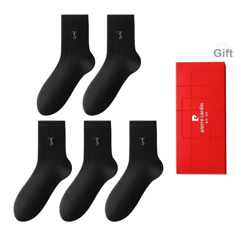 PIERRE CARDIN Mid Calf Socks Men's 5 Pack Box Included-4