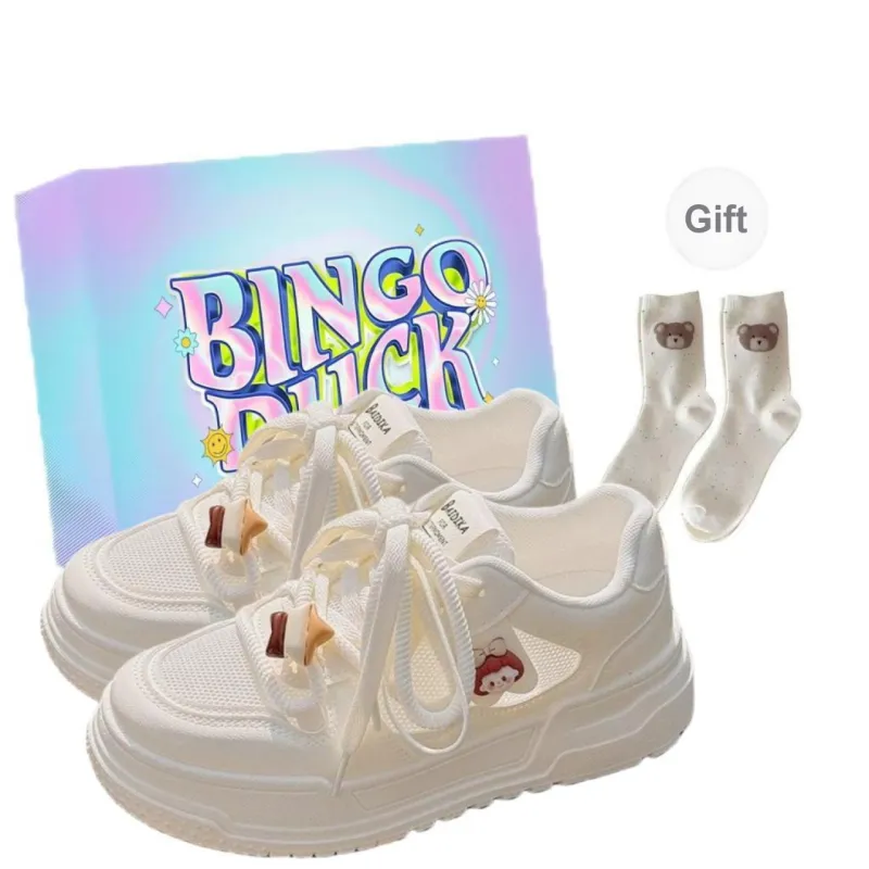 BINGO DUCK Slip Resistant Cushioning And Breathable Low Top Skateboard Shoes Women's Ecru-0