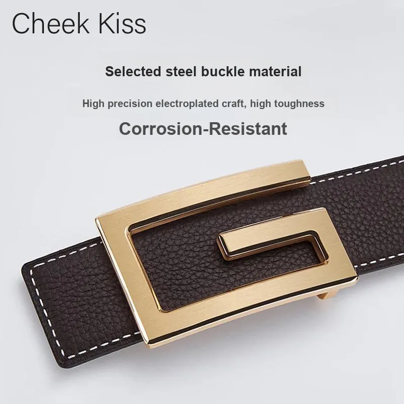 Cheekkiss Top Grain Cow Leather Belts Men's 3.8cm-3