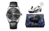 Silver Case Black Dial Black Leather Strap