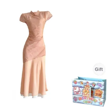 WOWI KCKS Short Sleeved Dress Women's Orange Pink