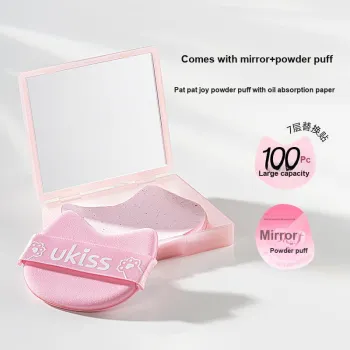 UKISS TapTap Powder Puff Oil Absorbent Paper Face Cleaning Oil Control Refreshing Portable Mirror 100 Tablets/box