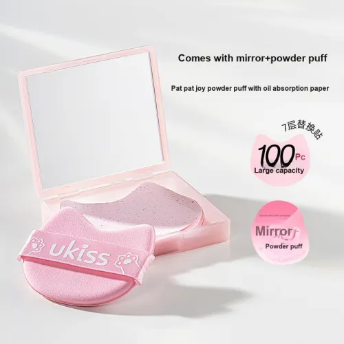 UKISS TapTap Powder Puff Oil Absorbent Paper Face Cleaning Oil Control Refreshing Portable Mirror 100 Tablets/box