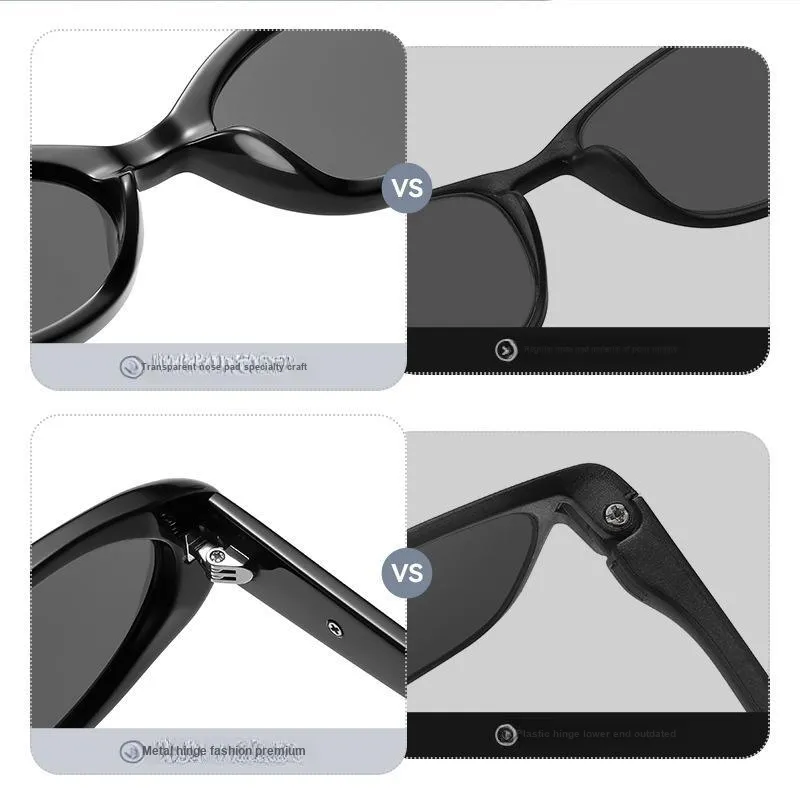 Thunder Pailong Plate Frame Cat Eye Sunglasses Unisex Black Tea Brown Pink White-2