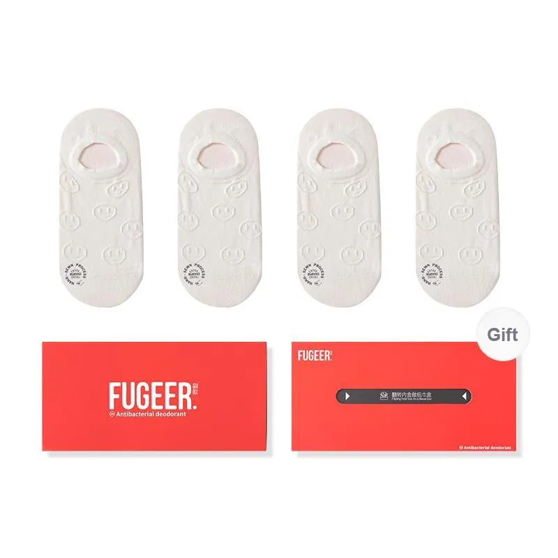 FUGEER No-Show Socks Women's Box 4-Pack-12