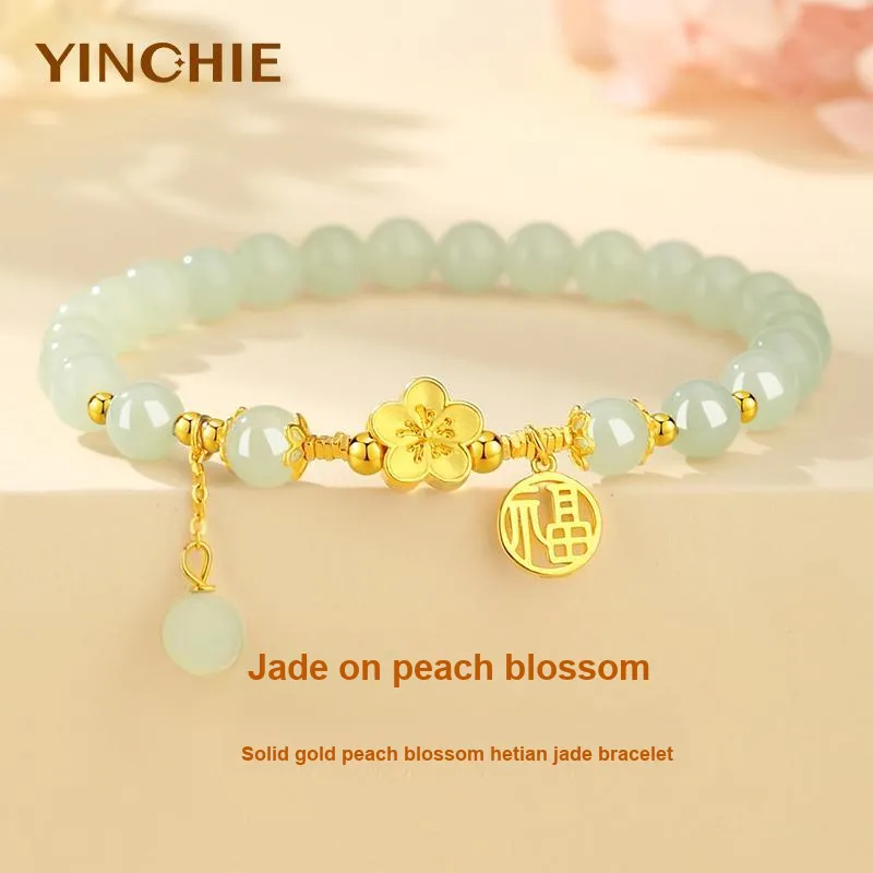 YINCHIE Bracelets Pale Greenish White Jade Women's-1