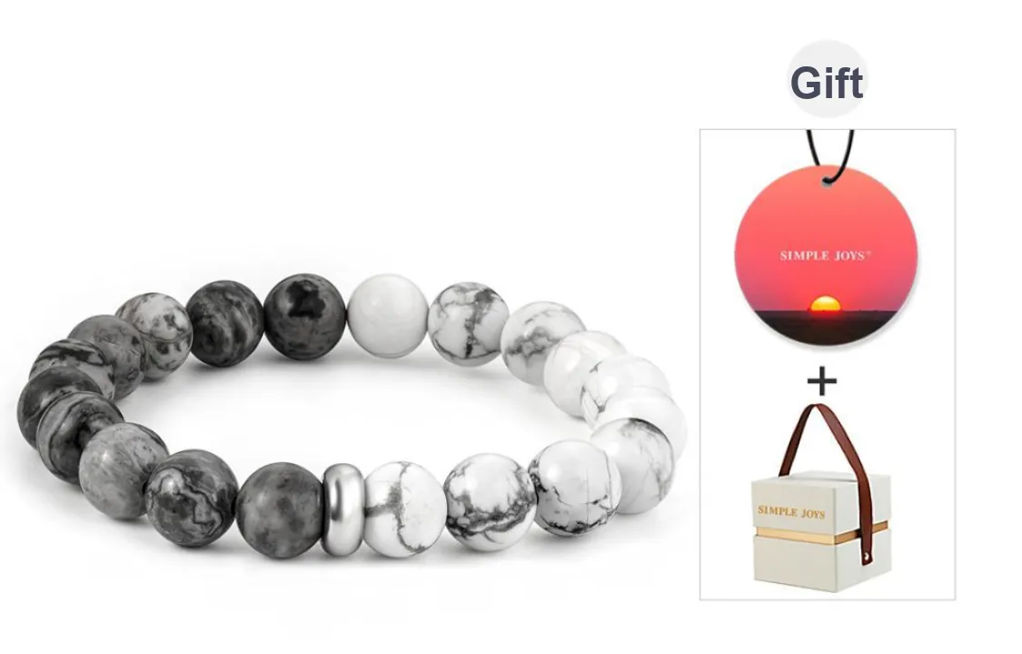SIMPLE JOYS Bracelets Unisex Map Stone White Turquoise Stretchable Minimalist Style New Chinese Trend