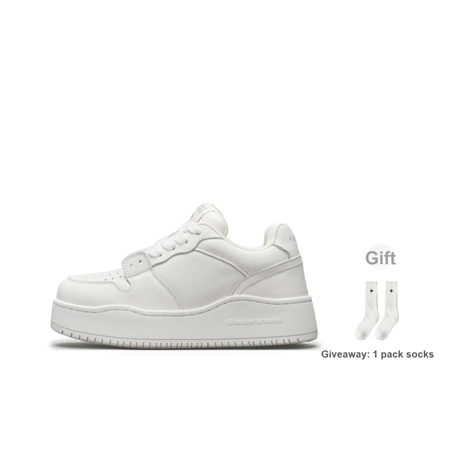 WANDER AROUND Low Top Casual Skateboard Shoes Unisex White