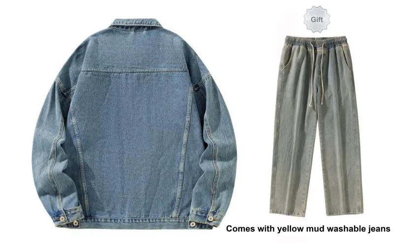 BOTH PLAY Denim Jacket Comes With Short Sleeved T Shirt Unisex-24